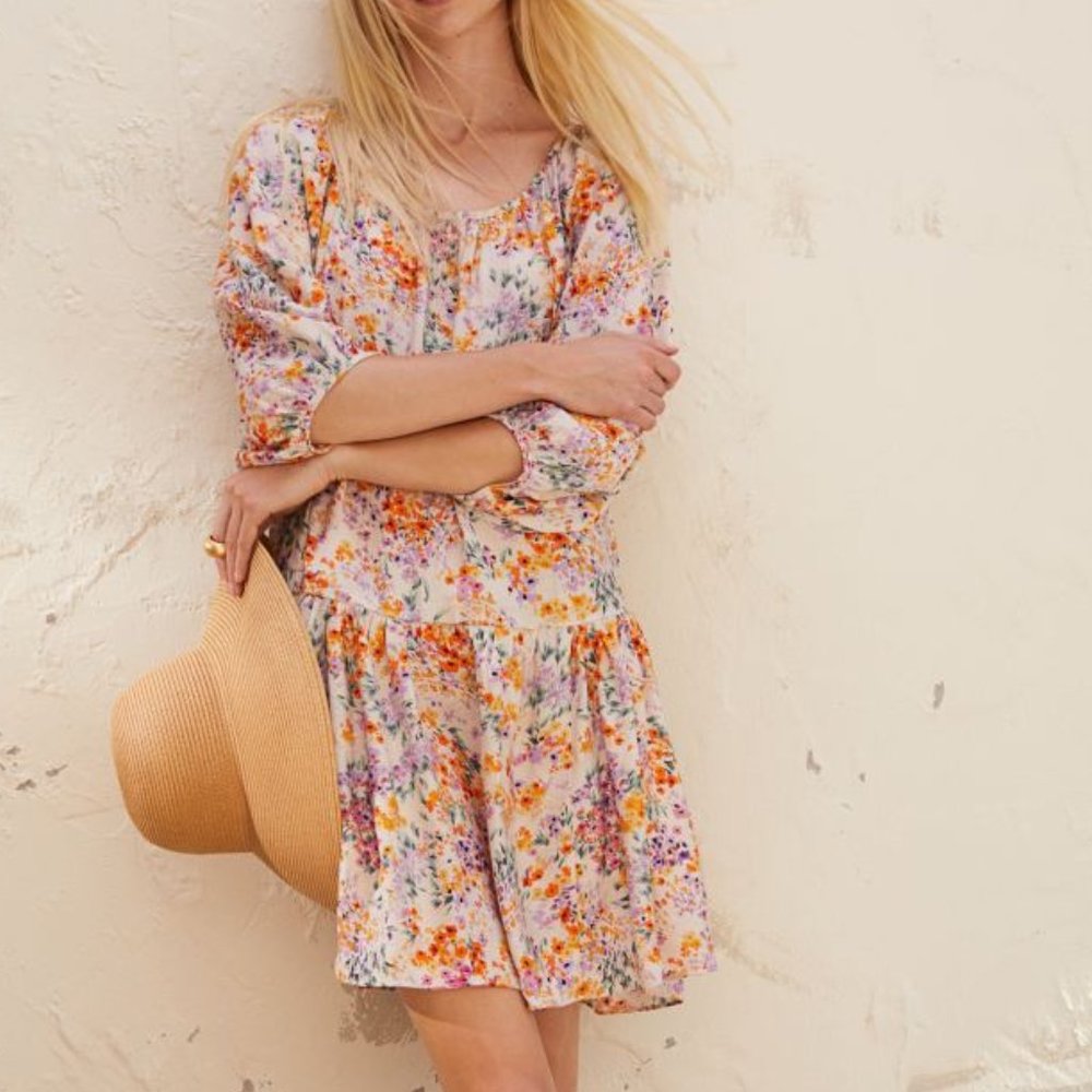 H&M Cream Floral Airy Dress